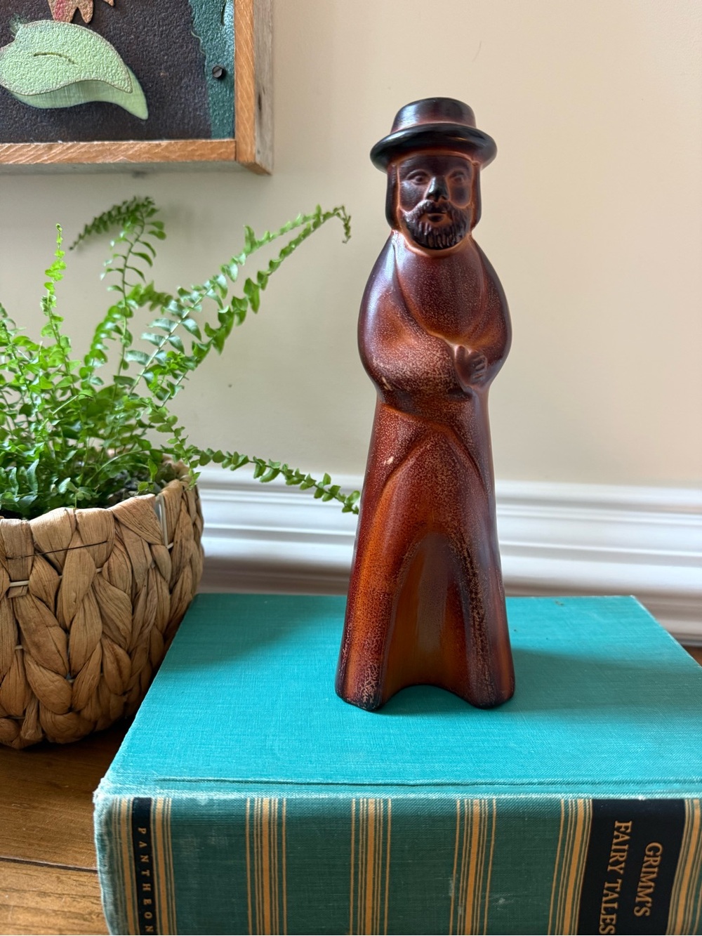 Ceramic Peruvian Folk Art Figurine Figure in Brown Finish - Home Decor